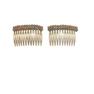 Vintage Hair Side Comb Set BEADED Retro 1980